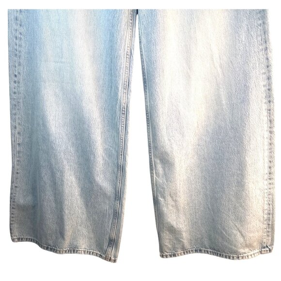 ZARA Womens Size 6 Light Wash Wide Leg Jeans Distressed Hem Denim Casual - Picture 6 of 14